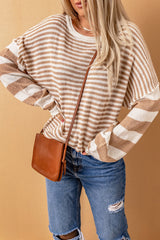 Stripe Puff Sleeve Mixed Stripes Sweater