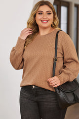 Khaki Subtle Cable Knit Plus Size Jumper