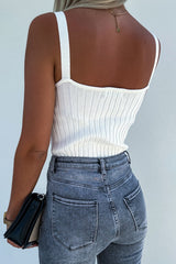 White Metal Chain Décor Textured Knitted Vest