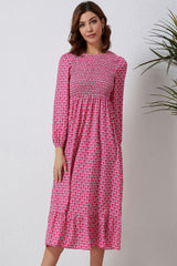 Rose Printed Ruffled Hem Long Dress