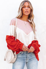 Orange Oversized Chevron Knit Top