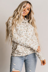 White Cowl Neck Floral Print Sweatshirt