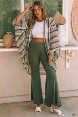 Multicolor Sheer Fish-Scale Knit Kimono