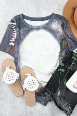 Multicolor Crew Neck Bleached Tie-dye Basic Tee