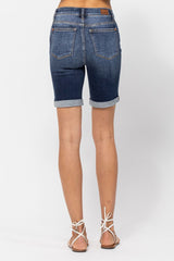 Judy Blue High RIse Cuffed Bermuda Denim Shorts