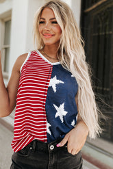 Red American Flag Stars and Stripes Tank Top