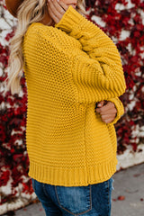 Yellow Open Front Chunky Knit Cardigan