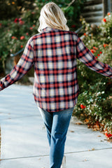 Red Plus Size Plaid Pattern Shirt