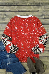 Red Tie-Dye Leopard Long Sleeve Top