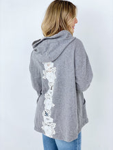 Floral Lace Detail Pullover Hoodie