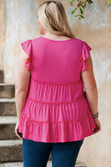 Red Layered Ruffle Plus Size Tank Top