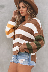 Stripe Oversized V Neck Striped Sweater