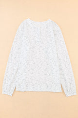 Gray Slouchy Heather Rib Knit Long Sleeve Henley Top