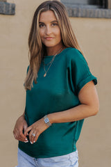 Green Solid Color Short Sleeve T Shirt