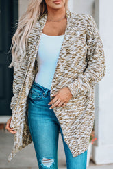 Brown Fuzzy Animal Knit Open Front Cardigan