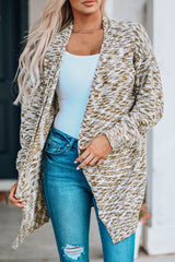 Brown Fuzzy Animal Knit Open Front Cardigan