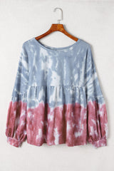 Tie Dye Bishop Sleeve Loose Sweatshirt