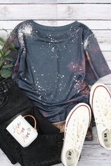 Multicolor Crew Neck Bleached Tie-dye Basic Tee
