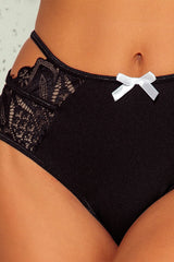 Black Lace Cutout Small Bow Panty