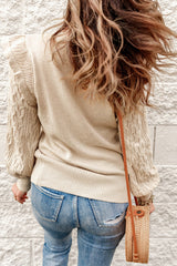 Green Frilled Shoulder Detail Cable Knit Sweater