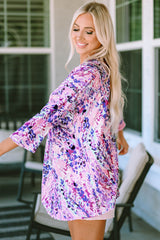 Multicolor Abstract Floral Print Lightweight Kimono