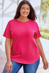 Rose Plus Size Ribbed Knit T-shirt