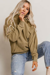 Khaki Kangaroo Pocket Boyfriend Hoodie
