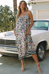 Purple Vintage Long Floral Sundress