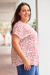 Plus Size Leopard V Neck Short Sleeve Shift Top