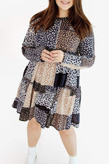 Leopard Plus Size Long Sleeve Mixed Leopard Dress