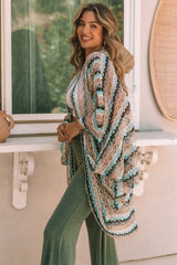Multicolor Sheer Fish-Scale Knit Kimono