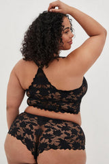 Black Plus Size Semi-sheer Lace Lingerie Set