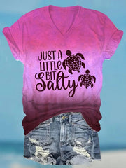 🔥Beach & Vacay🔥Women's Hawaiian Just a Little Bit Salty Print Casual T-Shirt