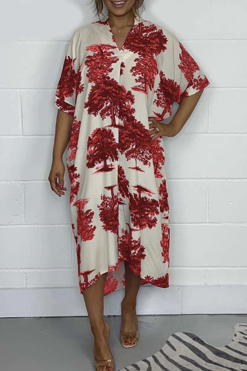🔥🔥Fashion Printed V-Neck Dress