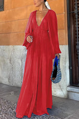 Chiffon pleated waist maxi skirt