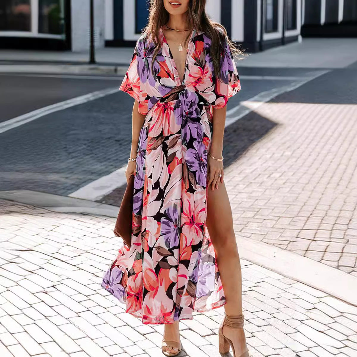 Summer New Sexy Printed Split Dress