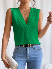 V-neck Solid Color Vest