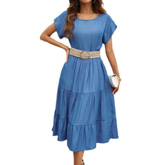 Summer Casual Minimalist Round Neck Dress