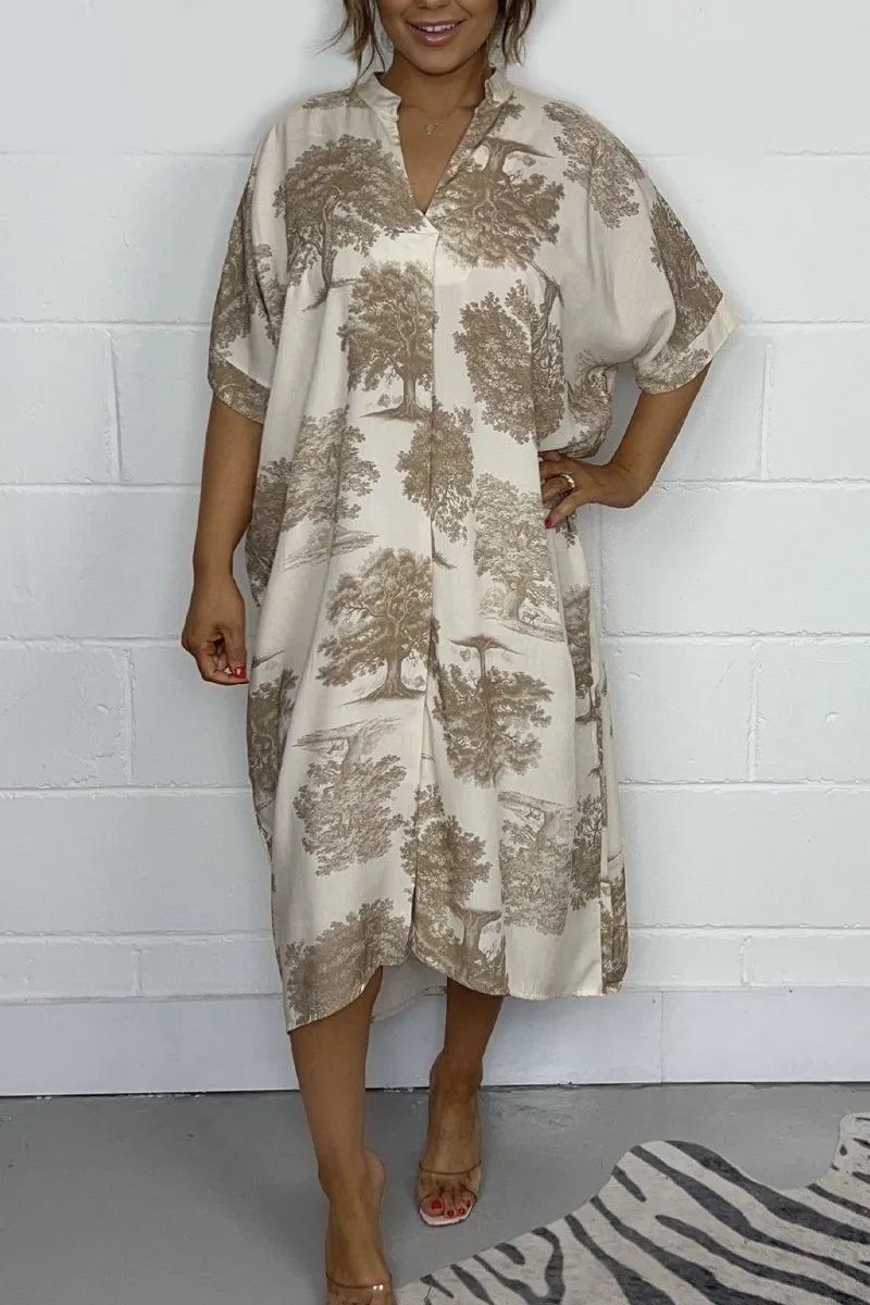 🔥🔥Fashion Printed V-Neck Dress