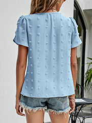 Round Neck Tulip Sleeve Jacquard T-Shirt