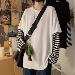 Fashionable fake two-piece long-sleeved T-shirt