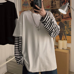 Fashionable fake two-piece long-sleeved T-shirt