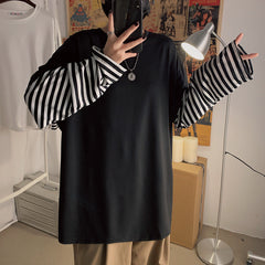 Fashionable fake two-piece long-sleeved T-shirt