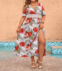 Plus Size Lace Insert Cold Shoulder Dress