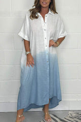 Women's Dip Dye Linen Mix Plus Size Dress