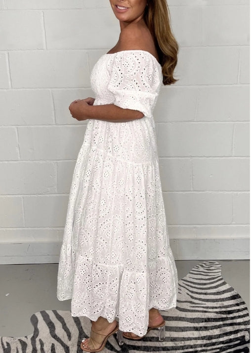 Casual Solid Color Embroider Swing Plus Size Dress