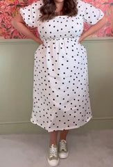 Square Neck Polka Dot Plus Size Dress