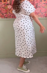 Square Neck Polka Dot Plus Size Dress