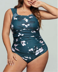 Floral Wide Straps Off Shoulder One-Piece Plus Size Swimsuit