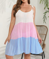 Plus Size Contrasting Panelled Strappy Beach Slip Dress